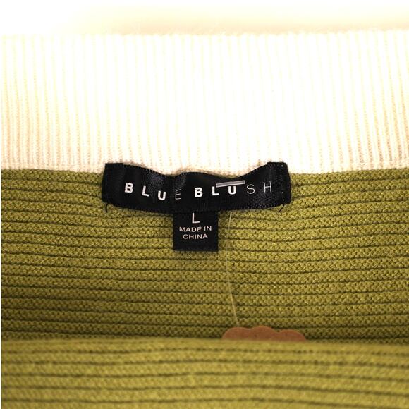 Blue Blush Knit Sweater Faux Wrap Mini Skirt - Large - Green/Cream Striped - NWT - Picture 4 of 4